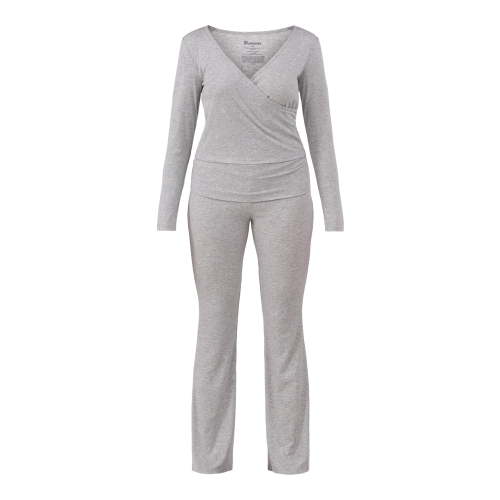 No Boundaries Ribbed Top and Flare Pants Pajama Set, 2-Piece, Women’s and Women’s Plus