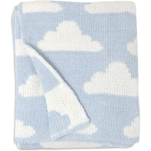Living Textiles Blue Clouds Chenille Soft Baby Blanket Reversible Premium Cozy Fabric for Best Comfort - for Infant,Toddler,Newborn,Nursery,Boy,Unisex,Throw,Crib,Stroller,Gift, Blue Clouds 40x30