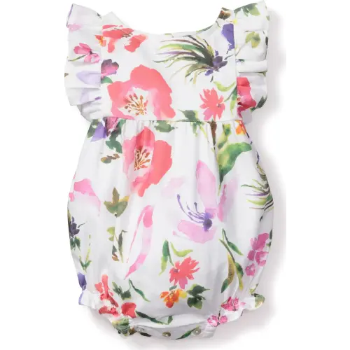 Baby Gardens of Giverny Ruffle Romper, White