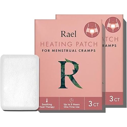 Rael Herbal Heating Patches, Period Cramps Relief, Heat Therapy, Ultra Thin Design, On The Go Size, for All Skin Types (6 Count)