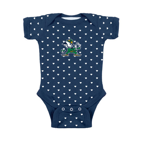Notre Dame Fighting Irish Baby Navy Blue Heart Short Sleeve One Piece