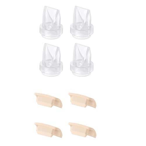 eufy Original Duckbill Valves (4-Pack) and Spout Cap (4-Pack) for Wearable Breast Pump E10/S1/S1 Pro, Breast Pump Replacement Parts