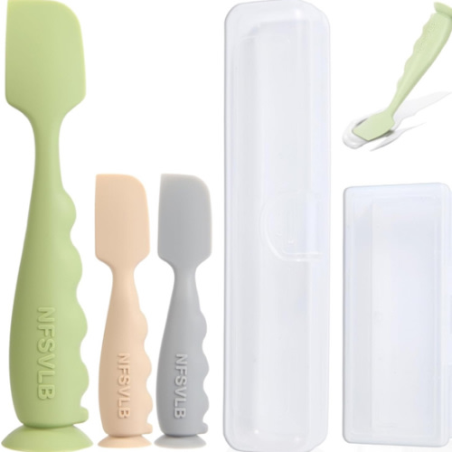 Baby Diaper Cream Spatula with Case-1 Large 2 Mini Butt Paste Spatula with 2 Travel Case-Soft Baby Butt spatula baby Diaper Cream Applicator-Diaper Rash spatula Bum Spatulas Brush