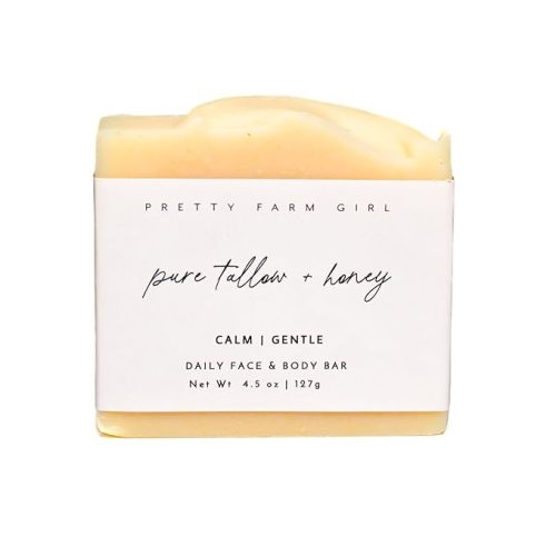 Pretty farm girl Pure Tallow + Honey Soap Bar - Fragrance Free - Handmade - Sensitive Skin - Tallow & Goat Milk