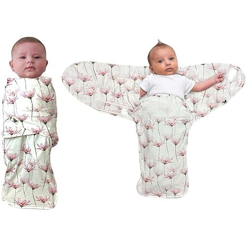 Norani Baby Snugababe Swaddle Pod: Secure arm Inserts, Easy-Zip for Diaper Changes, Parents Award Winner for Best Sleep, Pink Petals