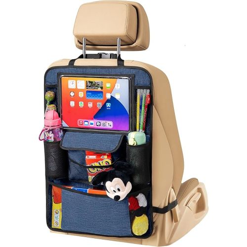 Helteko Car Seat Organizer, Ultra Version Kids Backseat Car Organizers and Storage, Waterproof Back Seat Protector Kick Mats with Tablet Holder 12" Car Accessories Interior, Ocean Blue 1 Pack