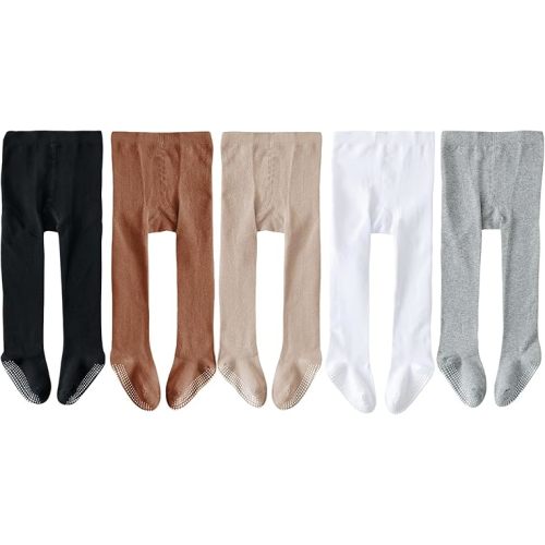 EPEIUS Baby Tights Baby Girls Non-Slip Plain/Ribbed Leggings Seamless Cotton Stockings Pantyhose Newborn Infant Toddler