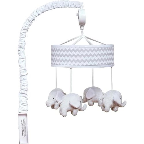 Grey Elephant Crib Mobile - Baby Mobile for Crib - Musical Crib Mobile - Fun Whimsical Musical Mobile for Cribs - Rotating Nursery Mobile for Crib - Baby Crib Mobile for Boys and Girls