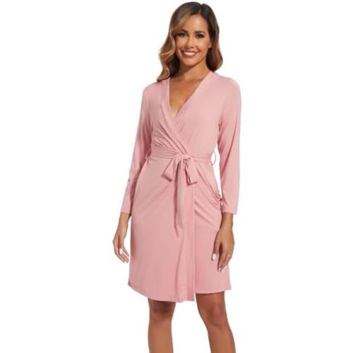 Women's Robes Soft Long Sleeve Kimono Bathrobe Maternity Robe Ladies Viscose from Bamboo Nightgown S-XXL