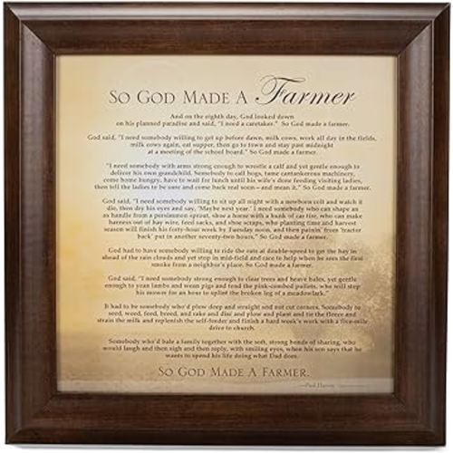So God Made a Farmer Full Poem Version 12 x 12 Framed Art Wall Plaque with Wood Finish