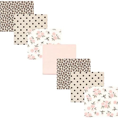 Hudson Baby Unisex Baby Cotton Flannel Receiving Blankets Bundle, Neutral Pink Floral, One Size
