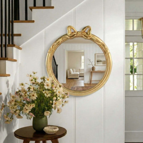 Ebern Designs French Country Vanity Mirror, Bow Framed Mirror for Nursery & Reviews | Wayfair