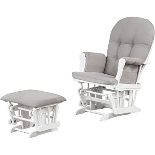 Angel Line Grayson Glider and Ottoman, White w/Gray Cushion