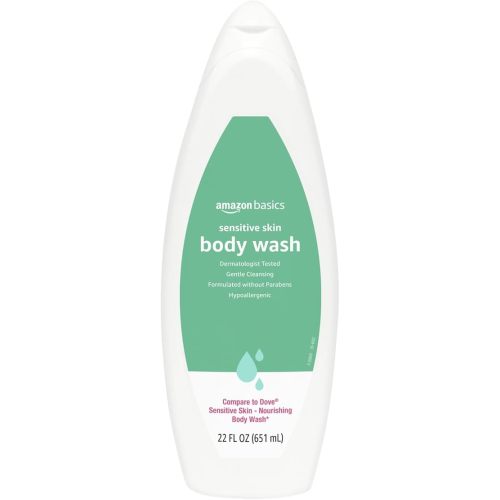 Amazon Basics Body Wash for Sensitive Skin, Hypoallergenic, Unscented, 22 fl oz (Pack of 1)