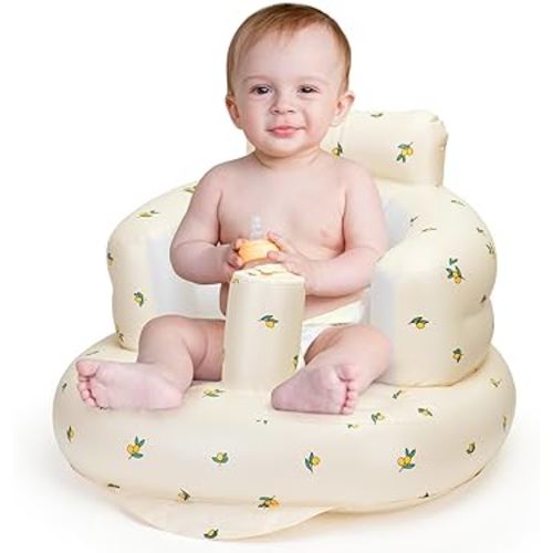 Baby Inflatable Seat for Babies 3-36 Months, Built in Air Pump Infant Back Support Sofa, Infant Support Seat Toddler Chair for Sitting Up, Baby Shower Chair Floor Seater Gifts (Olive Flower)