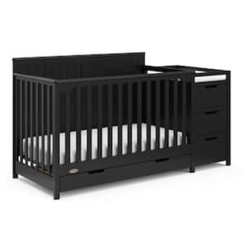 Hadley Black 4-in-1 Convertible Crib and Changer with Drawer