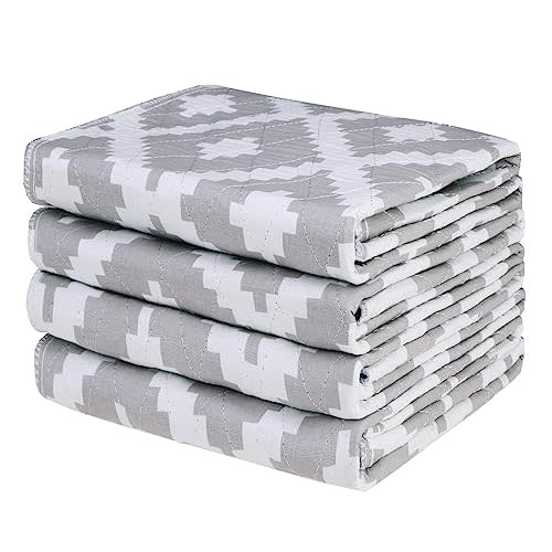 OUTCREATOR® Washable Bed Pads 24" x 36" (Pack of 4), Incontinence Mattress Protector, Anti-Slip Waterproof Underpads for Adults Kids Elderly Pets, Absorbency & Reusable Bedwetting Pads (Gray Geometry)