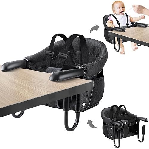 Fader Baby high Chair, Hook on high Chair, Portable High Chair for Travel,Foldable High Chair for Table, Suitable for Family and Travel, for Babies 6-36 Months for Eating & Dining (Black)