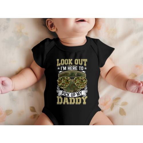 Look out I'm here to pick up daddy Shirt, bodysuit, coming home dad baby shirt, army dad homecoming daddy toddler shirt, army kids t shirt