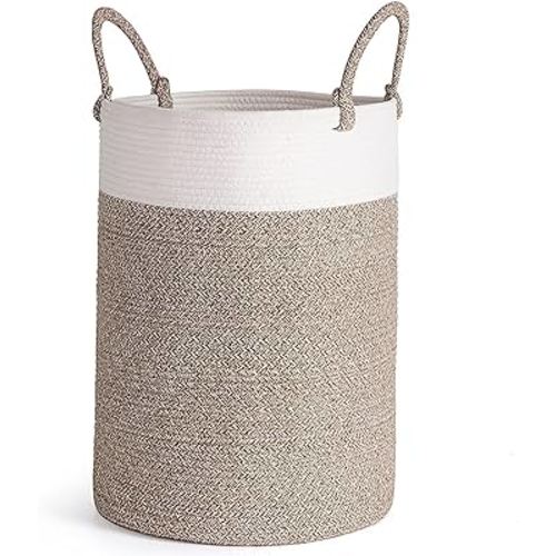 INDRESSME Large Laundry Basket, 60L Dirty Clothes Hamper, Baby Laundry Hamper for Toys, Woven Laundry Basket for Clothes, Blanket Storage Basket, 19.7 x 13.8 inches