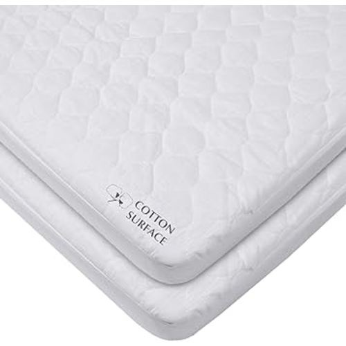 American Baby Company 2 Pack Waterproof Fitted Cradle/Bassinet Mattress Protector 33" x 15" - 100% Cotton Quilted Top, Noiseless, Ultra-Soft & Breathable Cradle/Bassinet Mattress Pad Cover