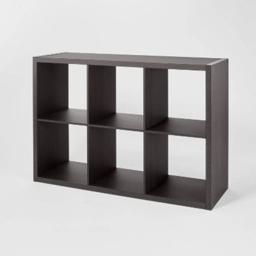 6 Cube Organizer Weathered Brown - Brightroom™: Cubby Storage Bookshelf With 6 Shelves, Mdf & Particle Board