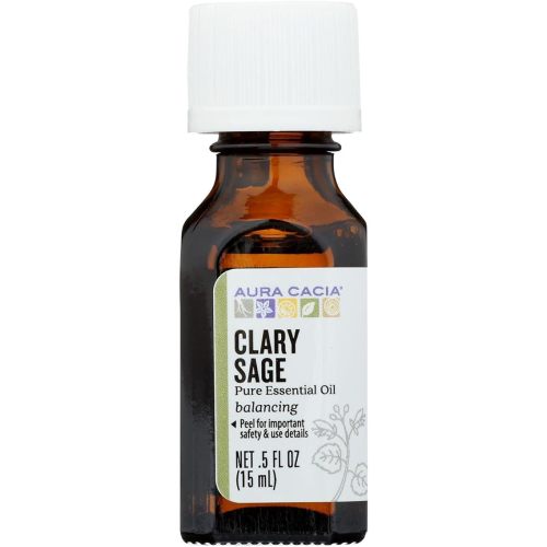 Aura Cacia 100% Pure Clary Sage Essential Oil | GC/MS Tested for Purity | 15 ml (0.5 fl. oz.) | Salvia sclarea