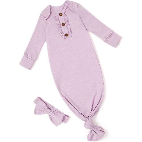 PATPAT Tencel & Wool Blend Baby Sleeper Gown for Newborn Boy Girl Infant, Knotted Sleep Sack as Premium Gift for Baby