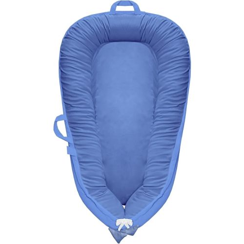 Baby Lounger - Baby Lounger for Newborn 0-24 Months, Baby Nest Breathable & 100% Cotton and Velvet Cover Adjustable Portable Infant Lounger, Co Sleeper for Baby in Bed, Baby Essentials and Gifts