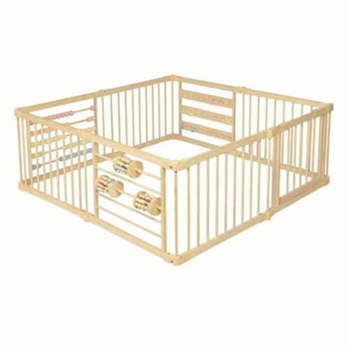 Wooden Playpen Extra Large for toddlers and babies - (8/10) Wood Playpen panels - Foldable playpen - Adjustable baby playpen - Wooden foldable baby playpen - Extra large baby playpen, Baby play gate.