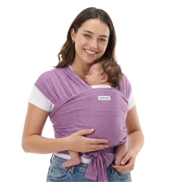 Momcozy Baby Carrier AirMesh - The Perfect Summer Water Sling for Newborns to Toddler 8-35 lbs - Cooling, Breathable and Lightweight Baby Wrap, Nice for Summer, Pool, Beach, Swimming, Lavender Mist