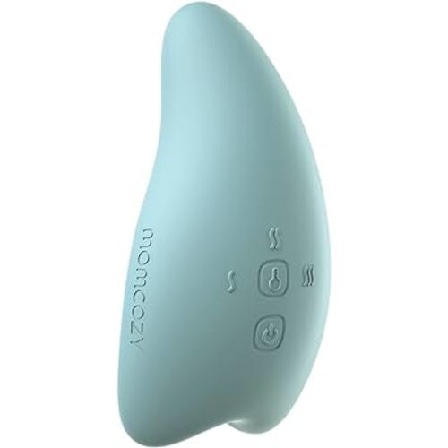 Momcozy Warming Lactation Massager 2-in-1, Soft Breast Massager for Breastfeeding, Heat + Vibration Adjustable for Clogged Ducts, Improve Milk Flow, Blue-Green