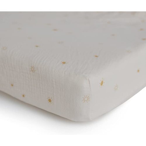 mushie Extra Soft Muslin Fitted Crib Sheet | 28"x 52" (Sun)