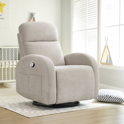 Latitude Run® Delba 37"Modern Upholstered Manual Swivel Rocker Glider Recliner Nursery Chair & Reviews | Wayfair