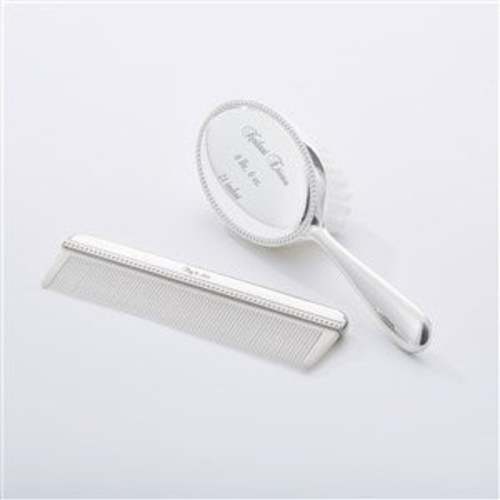 Engraved Baby Beaded Comb and Brush Set