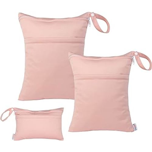Amazon.com : ALVABABY 3pcs Baby Cloth Diaper Wet/Dry Bags|Waterproof Reusable with Two Pockets|Travel, Beach, Pool, Daycare, Soiled Baby Items,Yoga,Gym Bag for Swimsuits or Wet Clothes (3 pcs in SML, Pink) 3L-B19 : Baby