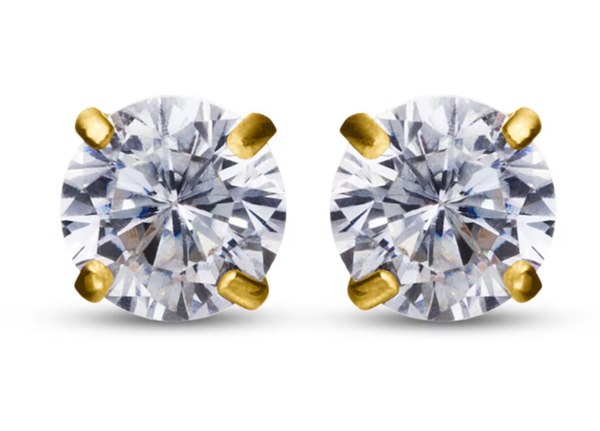 Children's Cubic Zirconia Stud Earrings 14K Yellow Gold
