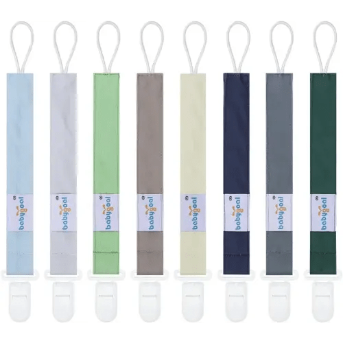 Babygoal Pacifier Clips 8 Pack, Pacifier Holder Clips for Baby Boys and Girls Fits for Most Pacifier, Binkie Styles & Baby Teethers & Toys and Gift-Neutral Color 8PS41