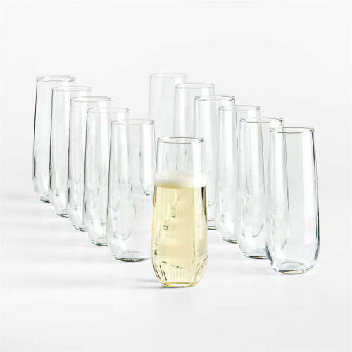 Aspen 9-Oz. Stemless Flute Glasses, Set of 12
