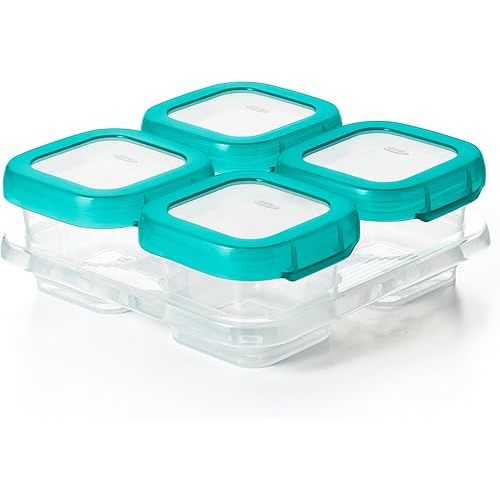 OXO Tot Baby Blocks Freezer Storage Containers Teal (4 Oz)