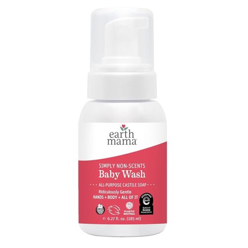 Earth Mama Simply Non-Scents Baby Wash Foaming Hand Soap, Organic Fragrance Free, Unscented Body Wash, Castile Soap with Coconut Oil, Shea Butter, Calendula, & Aloe, 6.27 fl oz