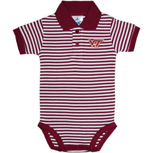 Hokies | Virginia Tech Striped Polo Bodysuit | 6-9 mo