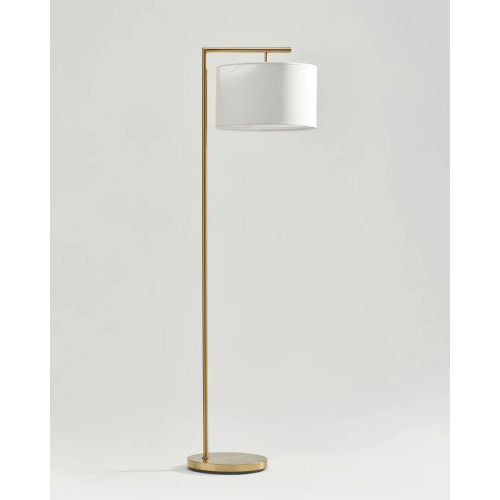 Montage Modern 60 in. Mid-Century Modern LED Floor Lamp with Fabric Drum Shade