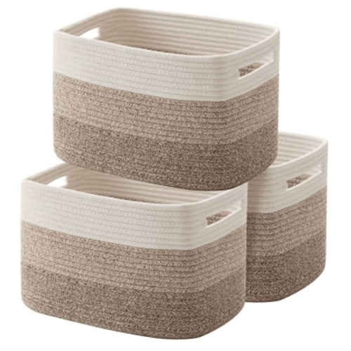 CHERISHGARD Storage Basket, Laundry Basket 3 Pieces, Woven Baskets for Storage for Toys, Towel