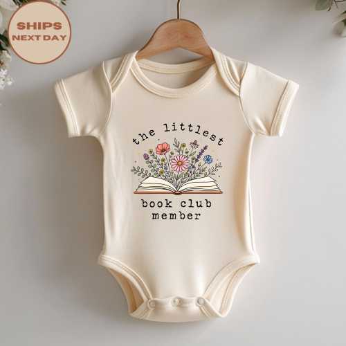 The Littlest Book Club Member Baby Onesie®,  Floral Book Toddler T-Shirt, Book Lover Mom Gift