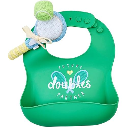 Mud Pie Tennis Silicone Bib and Rattle