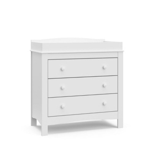 Graco Noah 3 Drawer Dresser with Changing Table Topper and Interlocking Drawers, Color: White