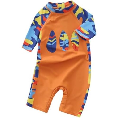 Aisyee Baby Toddler Boys Rash Guard Sunsuits for Boys One Piece Swimsuits UPF 50+ Short Sleeve Bathing Suits Beachwear