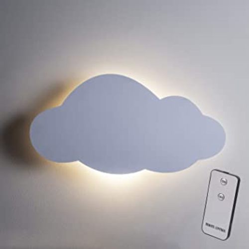 Cloud Wall Night Light Battery Operated Kid's Bedroom Floating Lamp Decoration with Timer & Remote Control