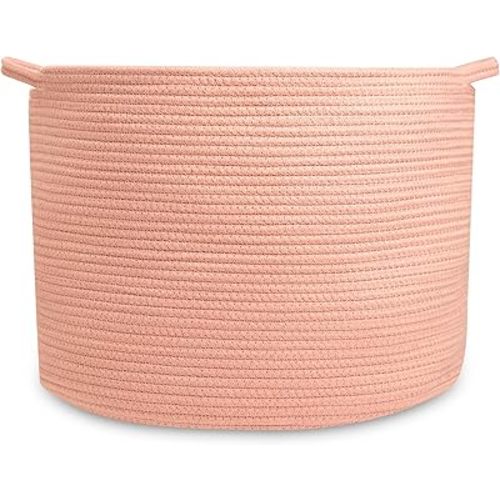 Natemia Rope Storage Basket- Nursery Bin and Toy Organizer (20”x20”x14”), Laundry Basket, Basket for Towels, Pillows and Blankets, Perfect Baby Registry Gift